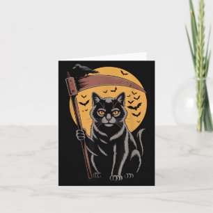 Grim Reaper Death Black Cat Halloween Mum Women Card