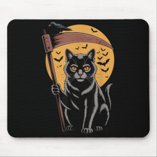 Grim Reaper Death Black Cat Halloween Mum Women Mouse Mat