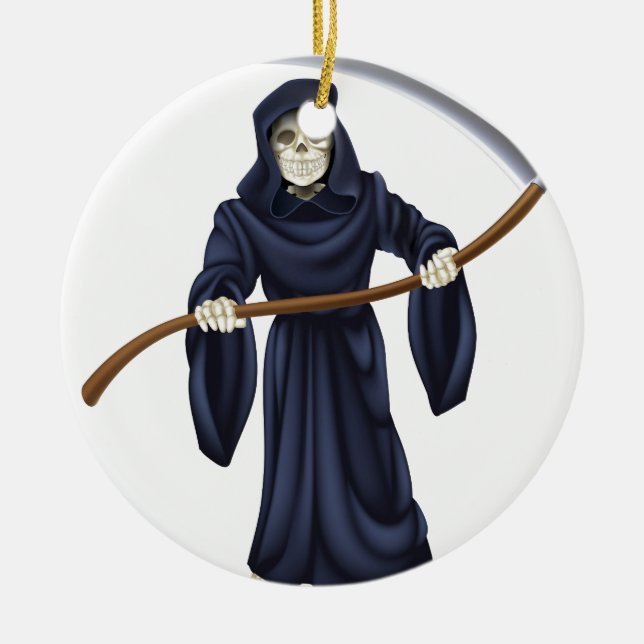 Grim Reaper Death Skeleton Ceramic Tree Decoration (Front)