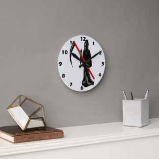 Grim Reaper Design Round Clock