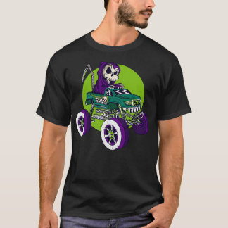 Grim Reaper Driving a Monster Truck Funny Hallowee T-Shirt