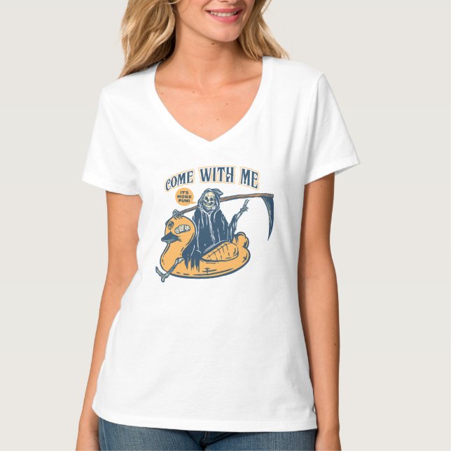 Grim Reaper Duck Pool  T-Shirt (Front)