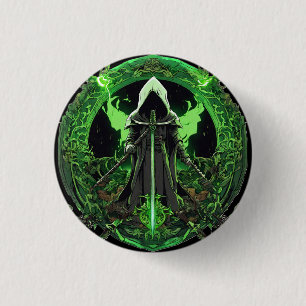 Grim Reaper Emblem In Green6 3 Cm Round Badge