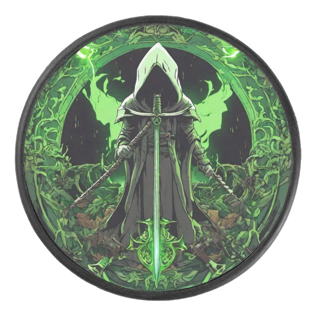 Grim Reaper Emblem In Green6 Hockey Puck (Front)