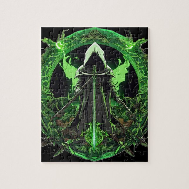 Grim Reaper Emblem In Green6 Jigsaw Puzzle (Vertical)
