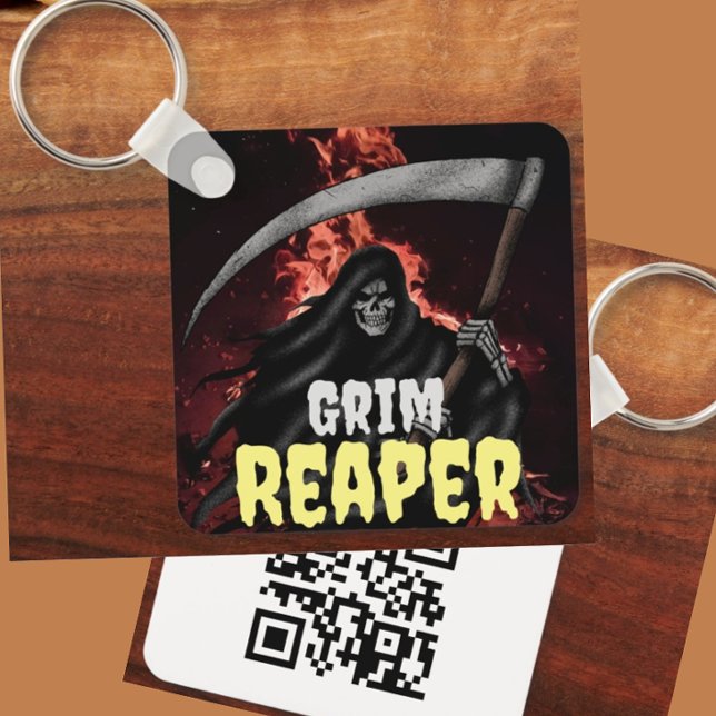 Grim Reaper Fire Inferno Halloween QR Keychain  (Creator Uploaded)
