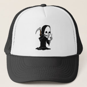 Grim Reaper giving the Finger Trucker Hat