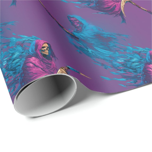 Grim Reaper Glow - Haunted Death Figure Wrapping Paper (Roll Corner)