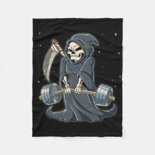 Grim Reaper Gym Weight Training Deadlift  Fleece Blanket