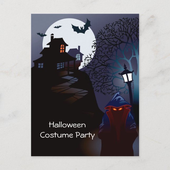 Grim Reaper Halloween Costume Party Invitation Postcard (Front)