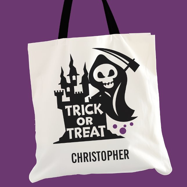 Grim Reaper Halloween Personalised Trick Or Treat Tote Bag (Creator Uploaded)