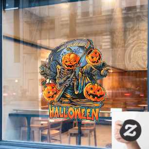 Grim Reaper Halloween Pumpkin Head Window Cling