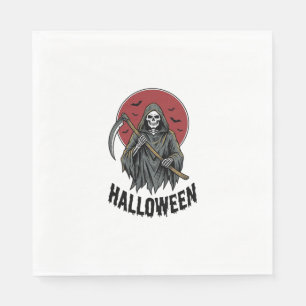 Grim Reaper Halloween Vintage Engraving Art_1 Napkin