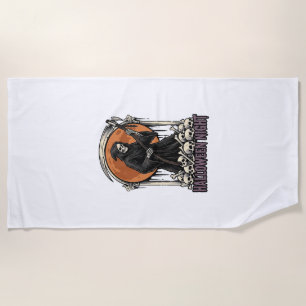 Grim Reaper Halloween Vintage Engraving White Shir Beach Towel