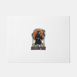 Grim Reaper Halloween Vintage Engraving White Shir Doormat