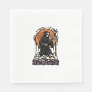 Grim Reaper Halloween Vintage Engraving White Shir Napkin
