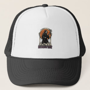 Grim Reaper Halloween Vintage Engraving White Shir Trucker Hat