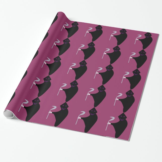 Grim Reaper Halloween Wrapping Paper (Unrolled)