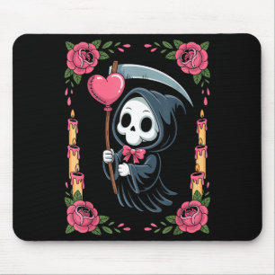 Grim Reaper Heart Balloon Rose Candle Spooky Goth Mouse Mat