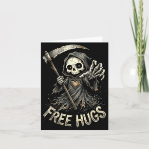 Grim Reaper Hugs Skeleton Dark Humour Card