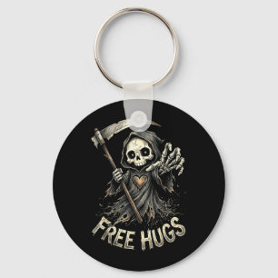 Grim Reaper Hugs Skeleton Dark Humour Key Ring