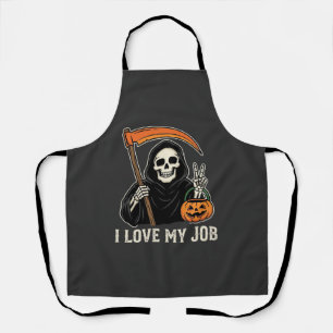Grim Reaper I Love My Job Halloween Design Apron