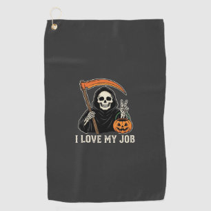 Grim Reaper I Love My Job Halloween Design Golf Towel