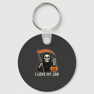 Grim Reaper I Love My Job Halloween Design Key Ring