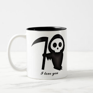 Grim Reaper I love you Death Skeleton funny Two-Tone Coffee Mug
