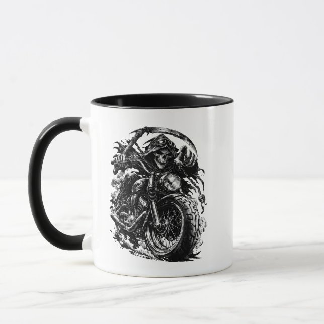 Grim Reaper Motorcycle Rider Illustration  Mug (Left)