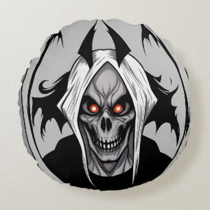 Grim Reaper Of The Blazing Eyes Round Pillow