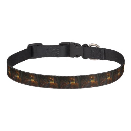 Image of Grim Reaper on jack-o'-lantern path Pet Collar