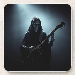Grim reaper on stage with guitar coaster