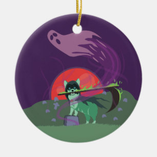Grim Reaper Puppy Ceramic Tree Decoration
