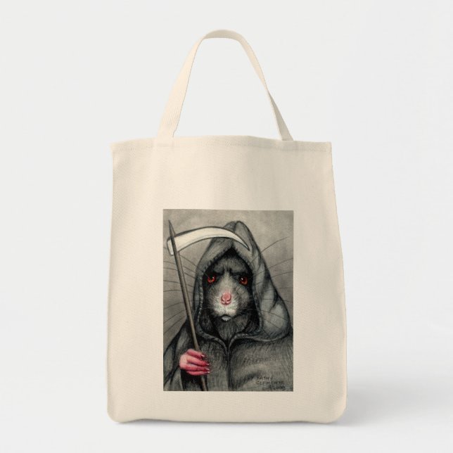 Grim Reaper Rat Halloween tote bag (Front)