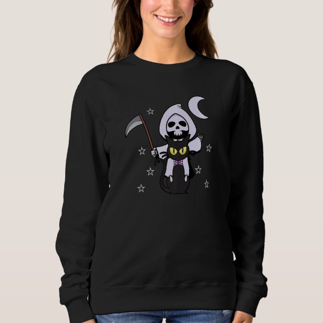 Grim Reaper Ride Satan Cat Demonic Evil Devil Occu Sweatshirt (Front)