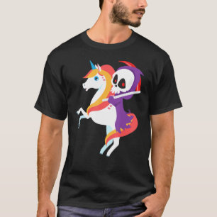 Grim Reaper Riding Unicorn Cute Skeleton Halloween T-Shirt