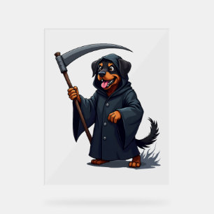 Grim Reaper Rottweiler Dog Acrylic Sign