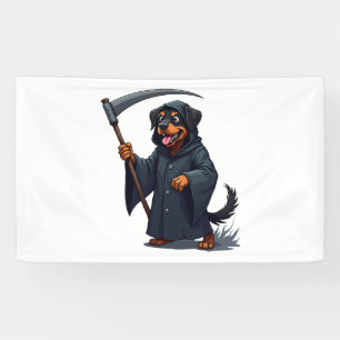 Grim Reaper Rottweiler Dog Banner