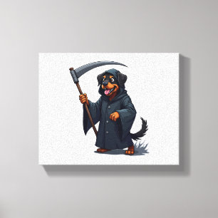 Grim Reaper Rottweiler Dog Canvas Print