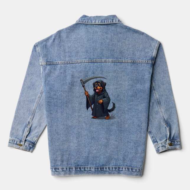 Grim Reaper Rottweiler Dog Denim Jacket (Back)
