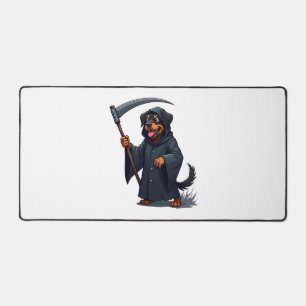 Grim Reaper Rottweiler Dog Desk Mat
