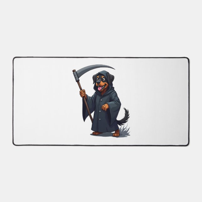 Grim Reaper Rottweiler Dog Desk Mat (Front)