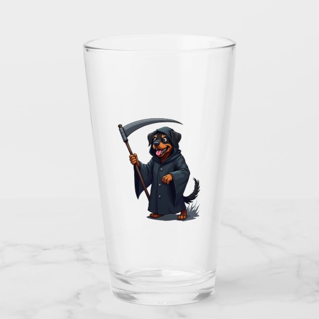 Grim Reaper Rottweiler Dog Glass (Front)