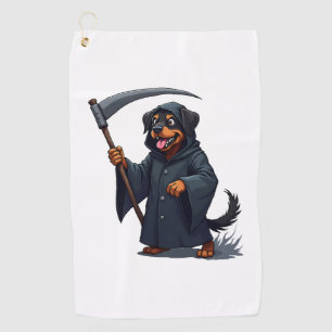 Grim Reaper Rottweiler Dog Golf Towel