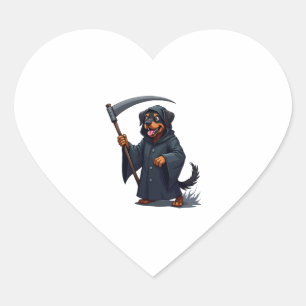 Grim Reaper Rottweiler Dog Heart Sticker