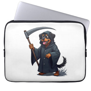 Grim Reaper Rottweiler Dog Laptop Sleeve
