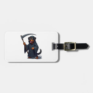Grim Reaper Rottweiler Dog Luggage Tag