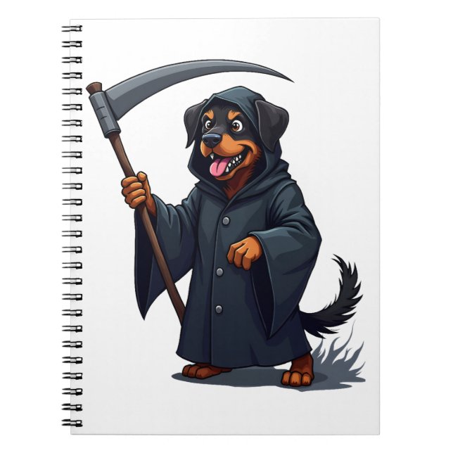 Grim Reaper Rottweiler Dog Notebook (Front)