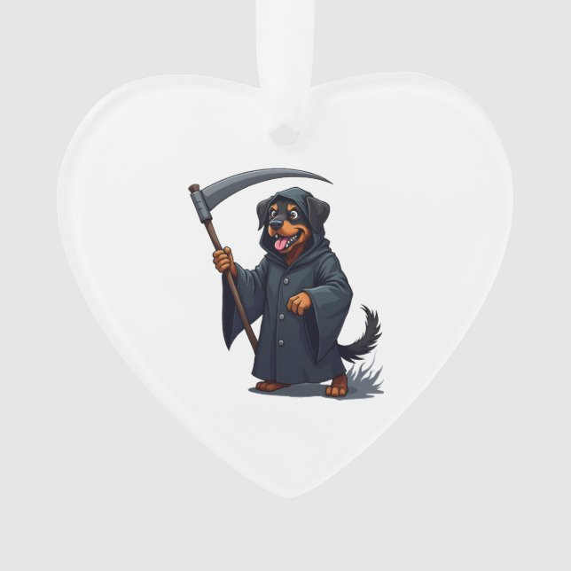 Grim Reaper Rottweiler Dog Ornament (Front)